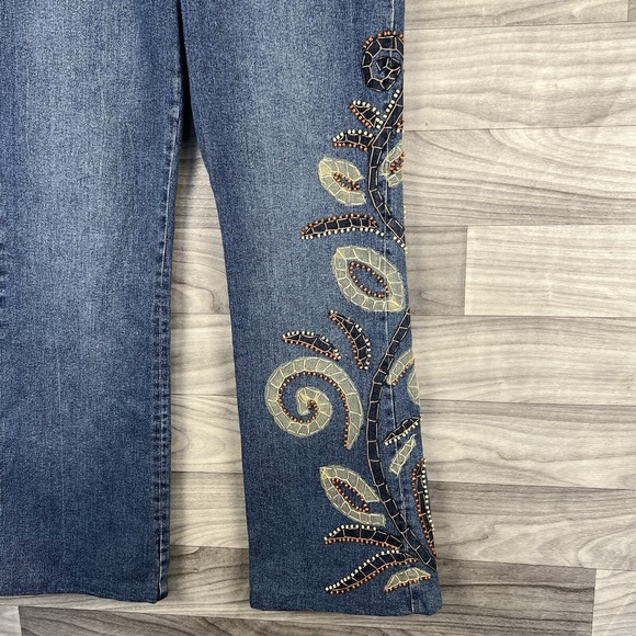 Crest Jeans Denim Pants Womens 15 Blue Bootcut Medium Wash Mid‎ Rise Embroidered - Picture 3 of 15